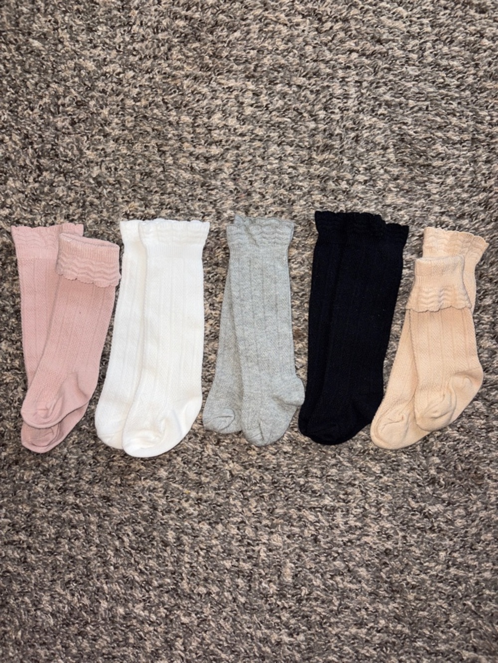 Baby Girl Ribbed Knee-High Cable Knit Socks 5 Pack